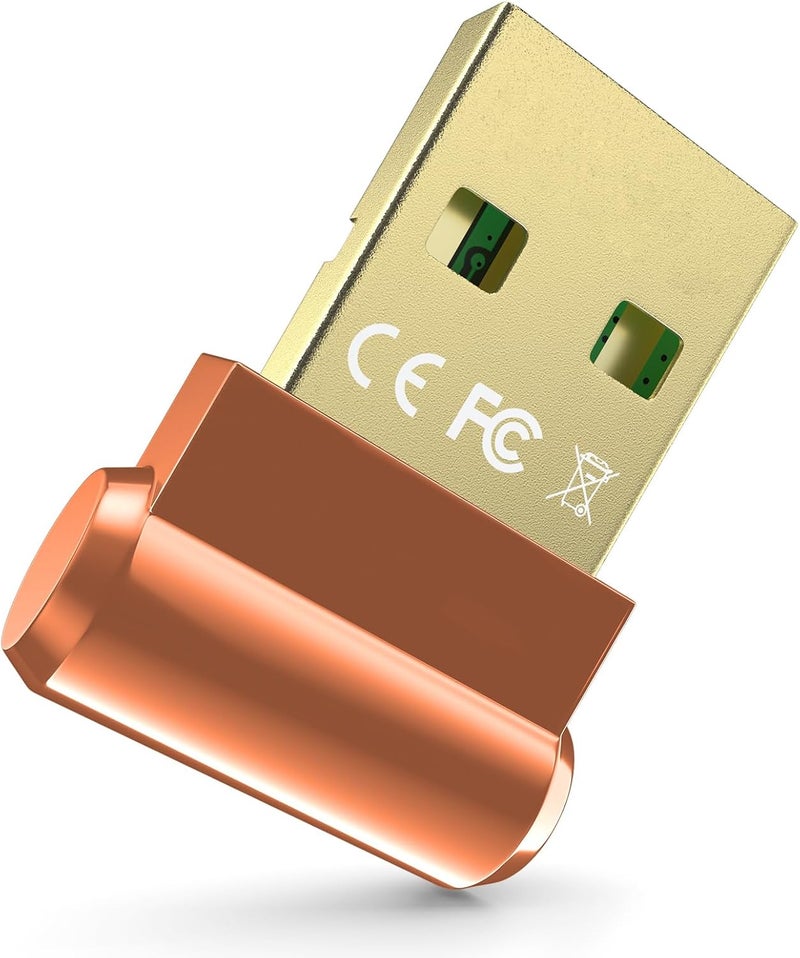 TECHKEY Bluetooth Adapter for Desktop PC, Plug & Play 5.3 USB Mini EDR Dongle Receiver & Transmitter for Laptop Computer Compatible with Headphones Keyboard Mouse Only Windows 11/10/8.1 (Orange) - Image 1